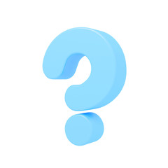Blue question mark symbol isolated on white background with clipping path. High detailed 3D font character, Modern font for business ,banner, poster, cover, logo design template element. 3d render