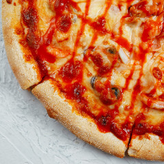 pizza with mazarella, cheese on a crust