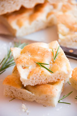 Simple plane pizza with rosemary and salt