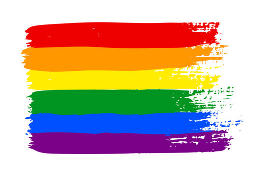 Grunge LGBT pride flag. Abstract rainbow flag texture hand drawn with a ink. Vector Multicolored background