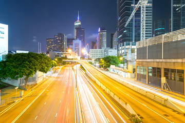 traffic in Hong Kong at night