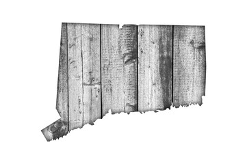Karte von Connecticut auf verwittertem Holz