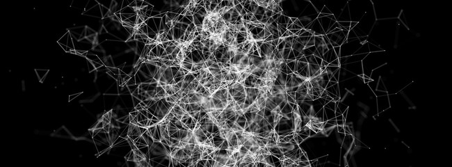 Panorama illustration background. Abstract connecting dots and lines. Concept of science digital technology. 