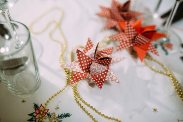 Paper star on a Christmas table