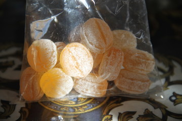 Golden honey candies tasty sweets