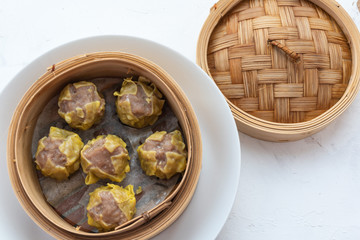 Beef siu mai with noodles