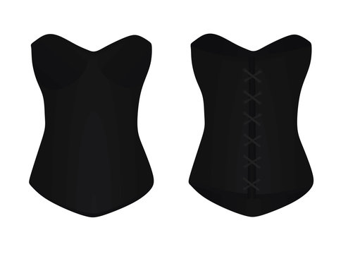 Women black corset . vector illustration