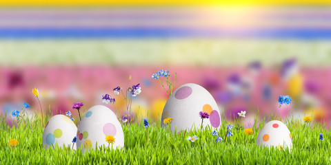 Wild flowers and easter eggs