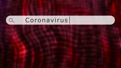 Web search bar with text Coronavirus, abstract background