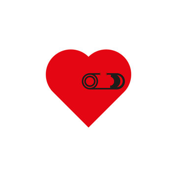 Red heart with black pin closed.