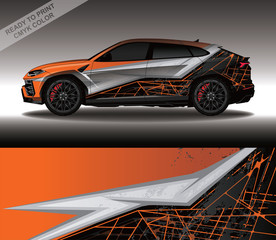 Car wrap decal design vector, custom livery race rally car vehicle sticker and tinting. © 21graphic