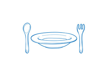 Plate and knife icon with a fork