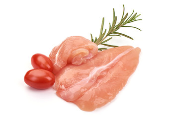Raw chicken fillet, isolated on white background