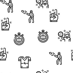 Rugby Sport Game Tool Seamless Pattern Vector Thin Line. Illustrations