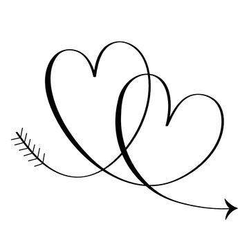Interlocking black vector hearts with arrow