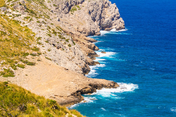 Fototapeta na wymiar Sea bay with turquoise water and rocks. Mallorca island, Spain