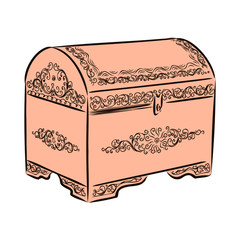 wooden chest isolated on white background