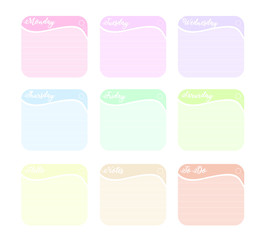 9 Notes with different pastel colors