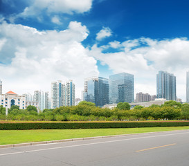 The century avenue of street scene in shanghai Lujiazui,China.