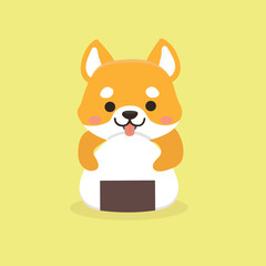 Vector illustration of cute Shiba Inu dog. .