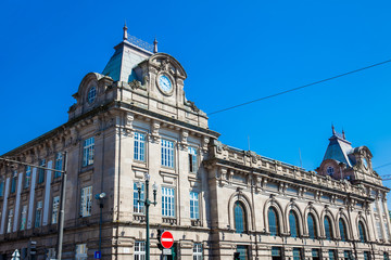 Beautiful architecture of the antique buildings at Porto old city center