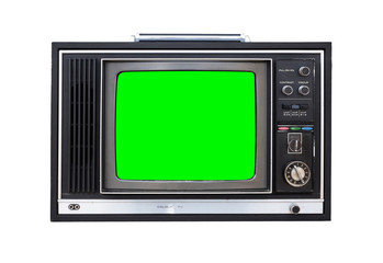vintage television with green screen
