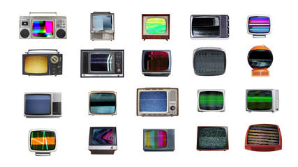 Animated retro televisions with static and glitches.