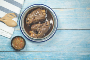 Stewed pork leg or boiled pork leg in bowl