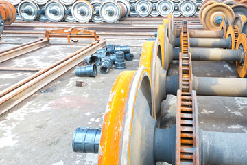 Fototapeta na wymiar heavy industry factory,production of the steel train wheels