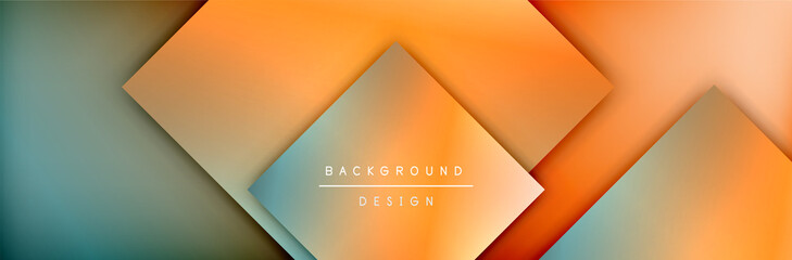 Obraz premium Square shapes composition geometric abstract background. 3D shadow effects and fluid gradients. Modern overlapping forms