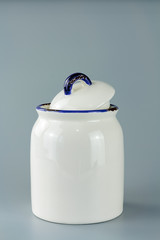 Porcelain jar for storing spice.