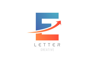 blue orange E letter alphabet icon design for company template