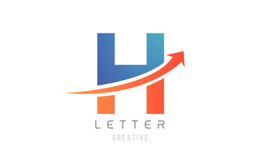 blue orange H letter alphabet icon design for company template