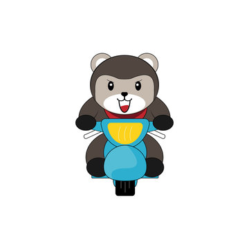 cute bear drive motorcycle
