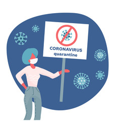 MERS-Cov - middle East respiratory syndrome coronavirus , Novel coronavirus 2019-nCoV , woman with medical face mask and banner in hand. Concept of coronavirus quarantine