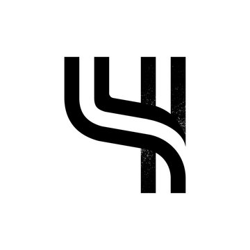 Number four logo formed by two parallel lines with noise texture.