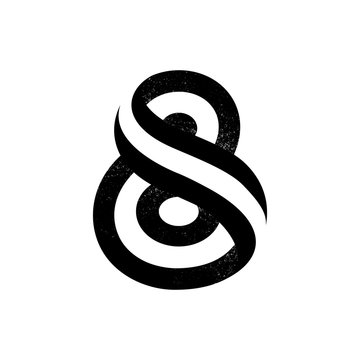 Number eight logo formed by two parallel lines with noise texture.