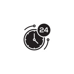 24 Hours icon. Timer, Stopwatch, Waiting, Time and Clock vector icon. Sign isolated on white background. Trendy Flat style for graphic design, Web site, UI. EPS10
