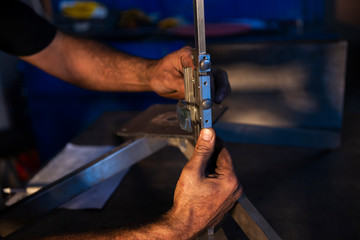 a factory worker man working