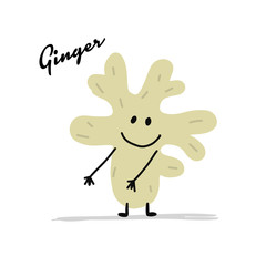 Funny smiling ginger spicy, character for your design