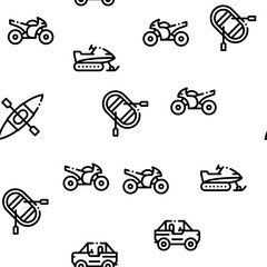 Extreme Sport Activity Seamless Pattern Vector Thin Line. Illustrations