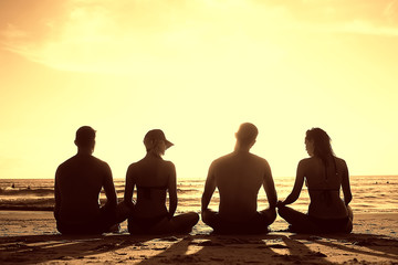 meditation and yoga on the beach / summer vacation concept health beauty, summer vacation yoga...