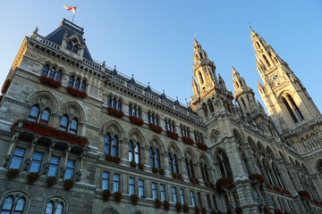 Fototapeta na wymiar Towers of Vienna City Hall, Austria
