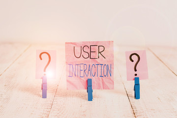 Handwriting text User Interaction. Conceptual photo the conduit between huanalysis and computer interaction Scribbled and crumbling sheet with paper clips placed on the wooden table