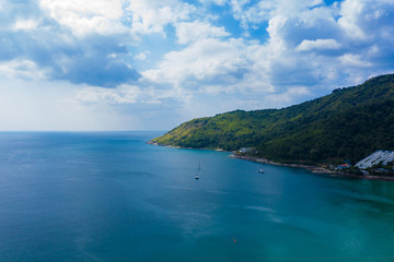 Phuket island. Tropical island with white sandy beach. Beautifull, view from above. Tropical island with sandy beach. Thailand Aerial