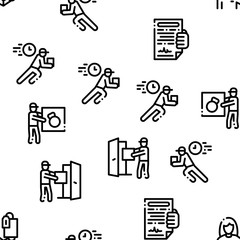 Courier Delivery Job Seamless Pattern Vector Thin Line. Illustrations