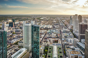 Aerial view over the city of Frankfurt