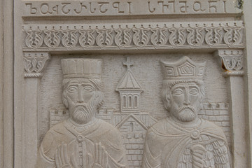Tbilisi Old Town. Historic district of the capital of Georgia at night against the dark blue sky.                                   Tbilisi, Georgia - September 29, : Bridge of Peace, Tbilisi Georgia 