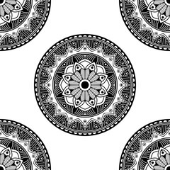 Decorative hand-drawn round pattern in the form of a mandala for laser cutting. Vector isolated on white.