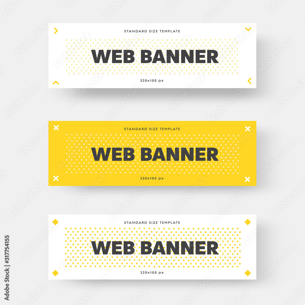 Poster vector white and yellow horizontal web banner with black text.